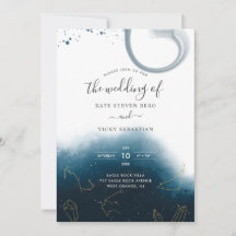 Faire-part de mariage à l'aquarelle céleste modern