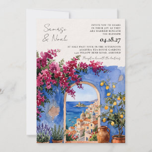 Faire-part de mariage à l'aquarelle de la Côte d'A
