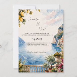Faire-part de mariage à l'aquarelle de la Méditerr