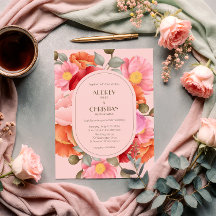 Faire-part de mariage à l'aquarelle en rose poudré