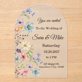 Faire-part de mariage à l'aquarelle et acrylique a