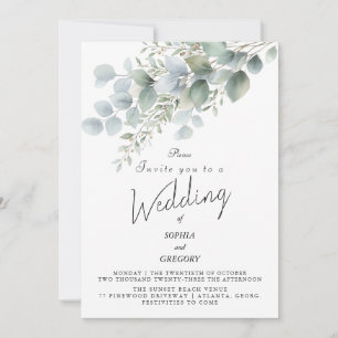 Faire-part de mariage à l'aquarelle Eucalyptus mod