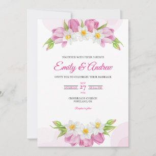 Faire-part de mariage à l'aquarelle Fleur de Tulip