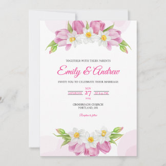 Faire-part de mariage à l'aquarelle Fleur de Tulip