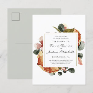 Faire-part de mariage à l'aquarelle florale automn