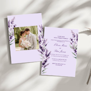 Faire-part de mariage à l'aquarelle florale lavand
