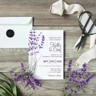 Faire-part de mariage à l'aquarelle lavande