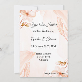 Faire-part de mariage à l'aquarelle, rose