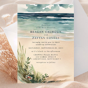 Faire-part de mariage à l'aquarelle sur le paysage