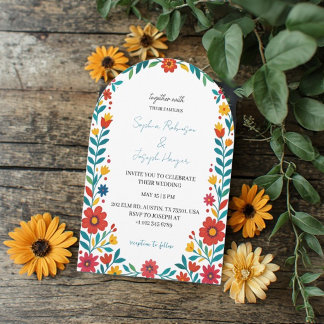 Faire-part de mariage à l'arche florale en Talaver