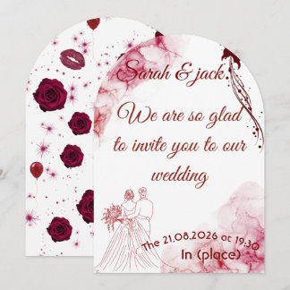 Faire-part de mariage à l'arche florale romantique