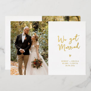Faire-part de mariage à l'écriture dorée