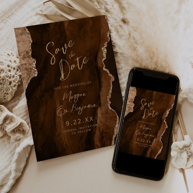 Faire-part de mariage à l'écriture Script Agate Br (Créateur téléchargé)