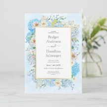 Faire-part de mariage à l'hortensia bleu élégant