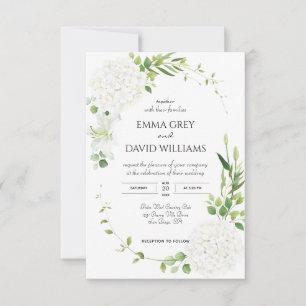 Faire-part de mariage à l'hydrangea blanc rustique