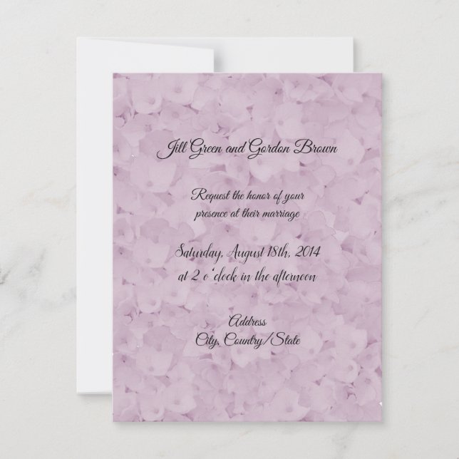 Faire-part de mariage à l'hydrangea rose blush mon (Devant)
