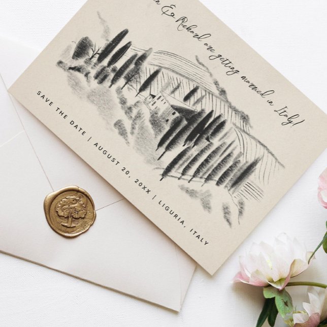 Faire-part de mariage à l'italienne esquisse au fu (Créateur téléchargé)