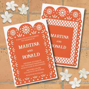 Faire-part de mariage à l'orange en papel picado m