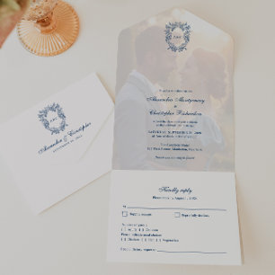 Faire-part de mariage à monogramme à armoiries de