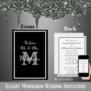 Faire-part de mariage à monogramme élégant pour fu