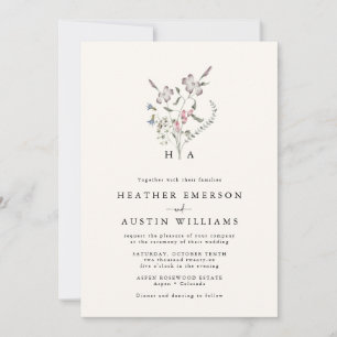 Faire-part de mariage à monogramme floral