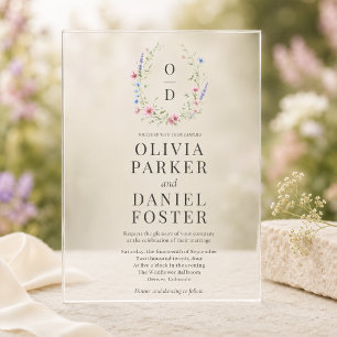 Faire-part de mariage à monogramme floral de fleur
