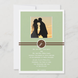 Faire-part de mariage à monogramme ludique en brun