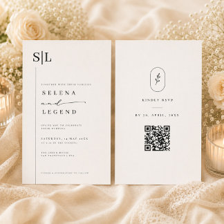 Faire-part de mariage à monogramme minimaliste ave