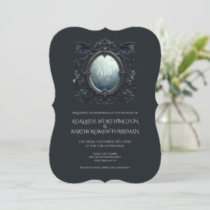 Faire-part de mariage à monogramme miroir gothique