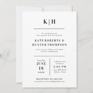 Faire-part de mariage à monogramme moderne