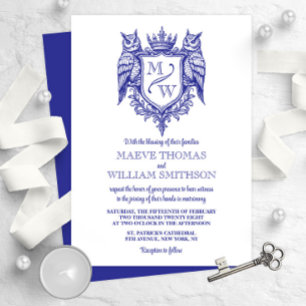 Faire-part de mariage à monogramme royal Owl Crest
