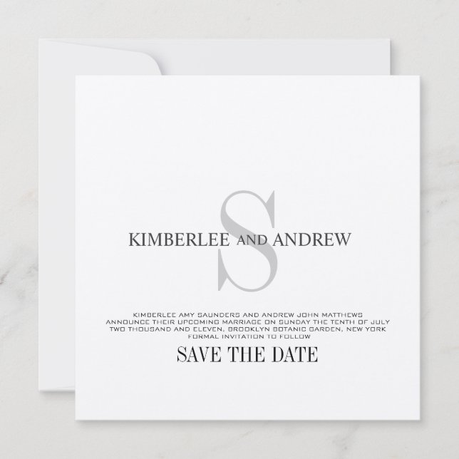 Faire part de mariage à monogramme Save the Date e (Devant)