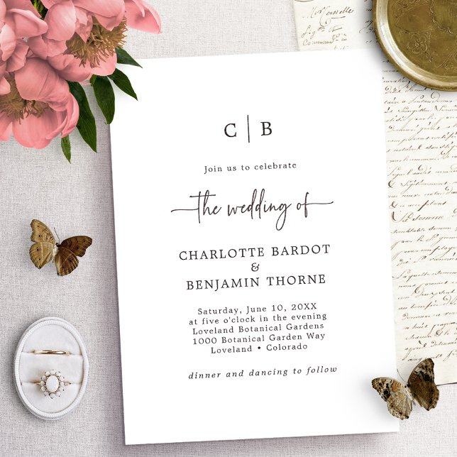 Faire-part de mariage à monogramme script (Créateur téléchargé)