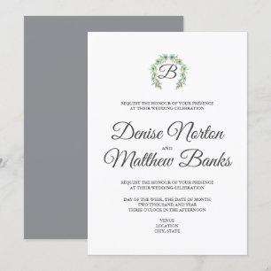 Faire-part de mariage à monogramme simple