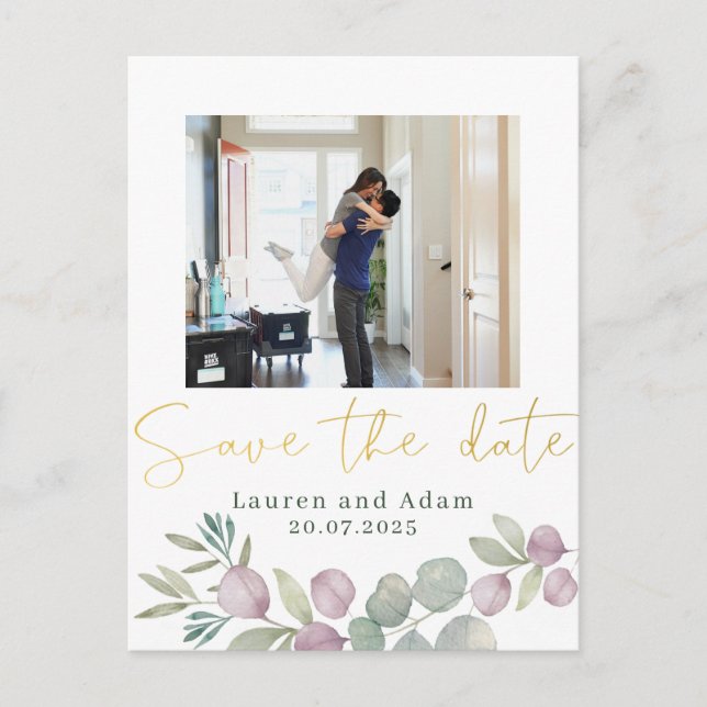 Faire-part de mariage à motif aquarelle d'eucalypt (Devant)
