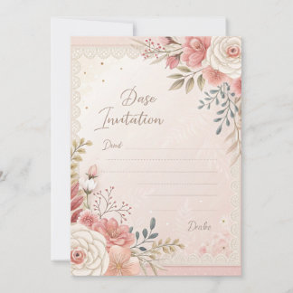 Faire-part de mariage à motif de dentelle florale 
