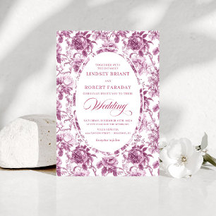 Faire-part de mariage à motif rose rose poussiéreu