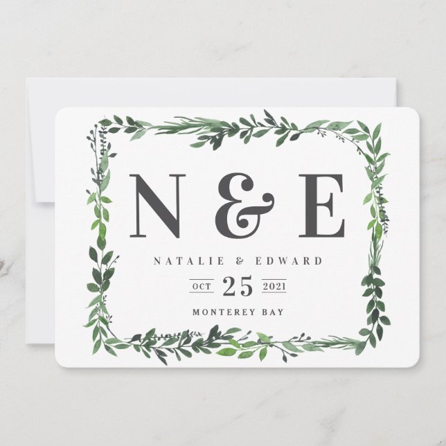 faire-part de mariage à motifs floraux aquarelle (Devant)