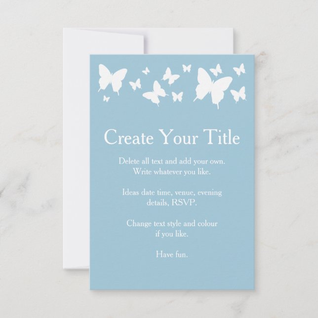 Faire-part de mariage à papillon bleu et blanc (Devant)