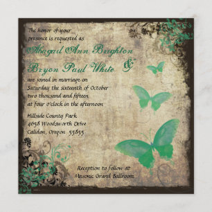Faire-part de mariage à papillon Vintage vert