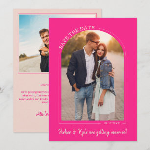 Faire-part de mariage à photo d'arch en rose chaud