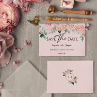 Faire-part de mariage à plat rose floral à conserv
