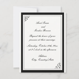 Faire-part de mariage à points de bordure noirs