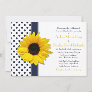 Faire-part de mariage à points de polka blanc et m