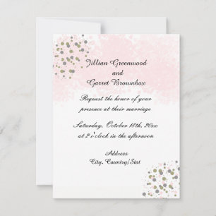 Faire-part de mariage à points roses et or