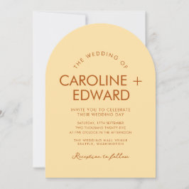 Faire-part de mariage à rayures à arc rétro