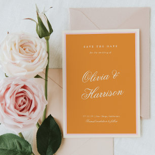 Faire-part de mariage à rayures rose orange