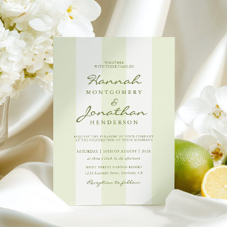 Faire-part de mariage à rayures vert olive