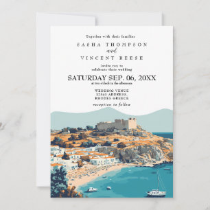 Faire-part de mariage à Rhodes Grèce Rétro