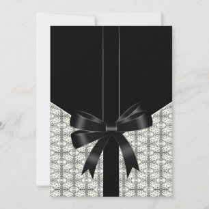 Faire-part de mariage à ruban en dentelle de Damas